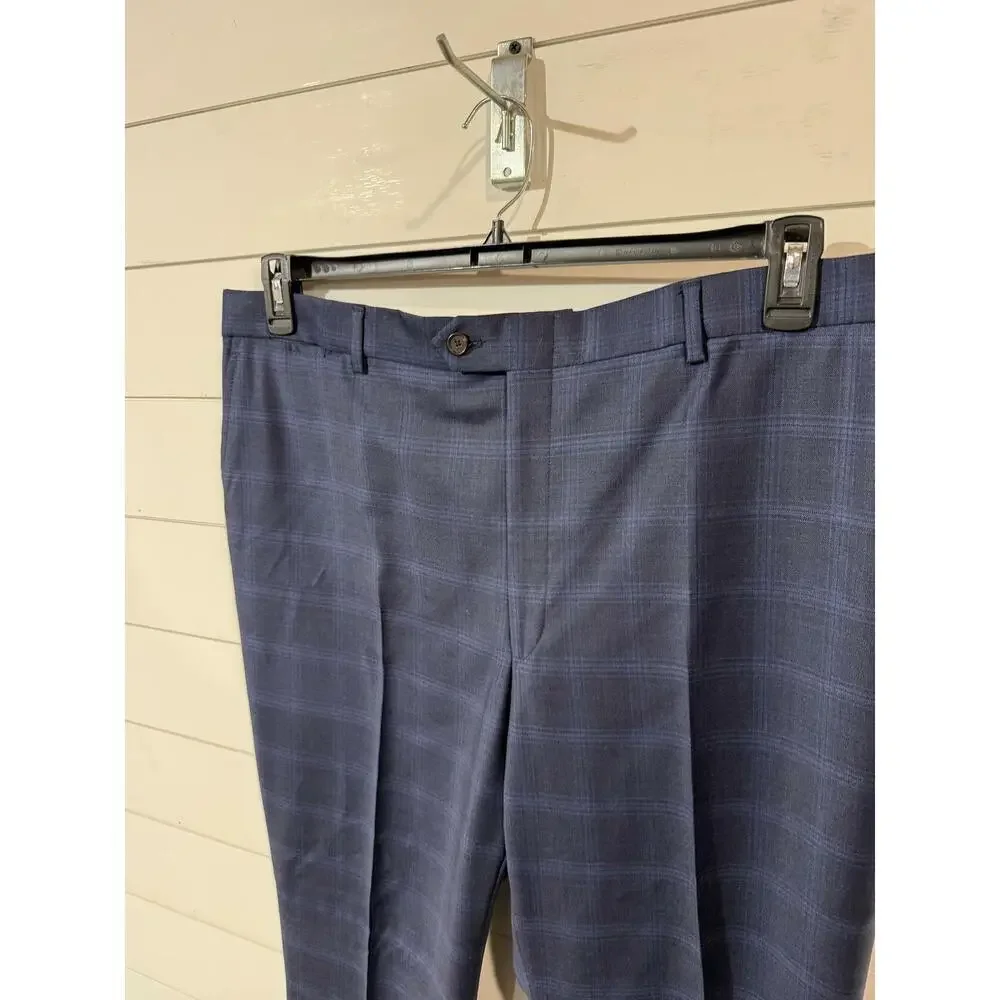 Hart Schaffner Marx Worsted Wool Spandex Blend Men's Blue Suit 42R